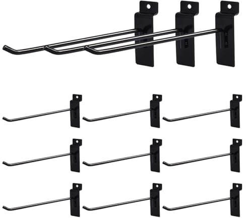 7RiversART 12 Stück Slatwall Haken 15,2 cm Slatwall Zubehör Panel Display Haken Metall Lamellen Wand Hängehaken Slatwall Heringe Slatwall Haken und Kleiderbügel für Garage Lagerung Geschäft