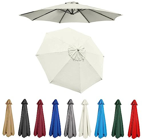 ELZEM Tissu De Rechange pour Parasol, pour 3m/2.7m/2m 6 Baleines/8 Baleines, Toile De Rechange pour Parasol Octogonal Bâche, 9 Couleurs Disponibles (Color : Off White, Size : 8ribs 10ft/3M)