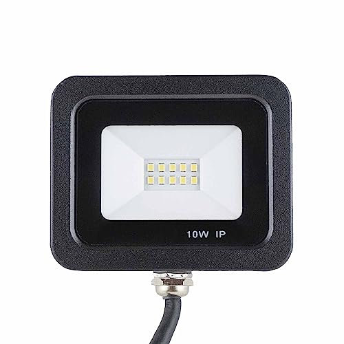 Popp® Pack x2 Floodlight LED Foco Proyector LED Negro para Exterior 10W Luz neutra 4000K Eficiencia Luminosa 85LM/W Protección contra Sobrevoltajes Resistente al Agua IP65 (4000K, 10W)