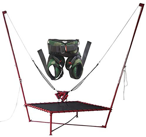 Trampolin-Gurt für Erwachsene, Bungee-Seil, halber Körper-Sicherheitsgurt mit 4 Haken und 4 Bungee-Seilen, Trampolin-Zubehör (Größe: klein, Farbe: grün)