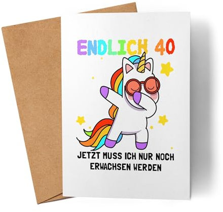 Lilavie-Design Endlich 40 Karte Geburtstag Einhorn Lustig Spruch Frauen Geschenkidee Mädchen 40. Geburtstag 40 Jahre