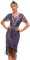 Viloree Vestito Gatsby Donne 1920s Vestito Abito Anni 20 Donna Flapper Dress 1920s Vestito da Sera Paillette Impreziosito Frange Gatsby Dress Viola (55) 3XL