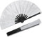 Qyeahkj Glitter Silver Hand Fan for Men Women Large Folding Rave Clack Handheld Chinese Tai Chi Kung Fu Foldable Fabric Decorative EDM Club Party Dance Performance,(QB0211)