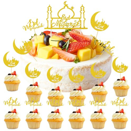 LETTERASHQP 23 Stück Ramadan Cake Topper, Eid Mubarak Cake Topper, Cake Topper Ramadan, für Eid Muslim islamische Party Ramadan Deko
