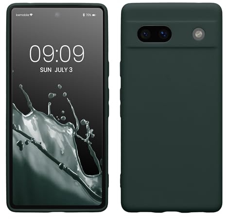 kwmobile Handyhülle für Google Pixel 7a Hülle - weiches Handy Silikon Case - Schutzhülle Cover - Moosgrün