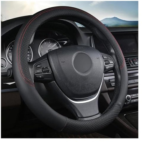 BIVOO Lenkradschoner rutschfeste Auto-Lenkradabdeckung Aus Mikrofaser-Leder Für VW T4 T5 T6 Für Multivan Für Caravelle Auto-Innenausstattung Lenkradbezug (Farbe : Schwarz)