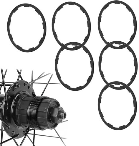 sinzau Spacer Fahrrad Innenlager, 6 Stück Fahrrad Tretlager Unterlegscheibe,Schwungrad Naben Abstandshalter, Für Fahrrad,Rennrad,Mountainbike, 6 Größen, Schwarz