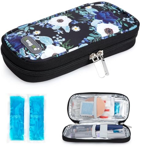 YOUSHARES Pochette Isotherme Insuline Voyage avec Poche de Glace - Trousse Isotherme Insuline Glacière, Sac Isotherme Medicament Diabetique pour Stylo d'Insuline, Injection, Seringue (Lotus Blanc)