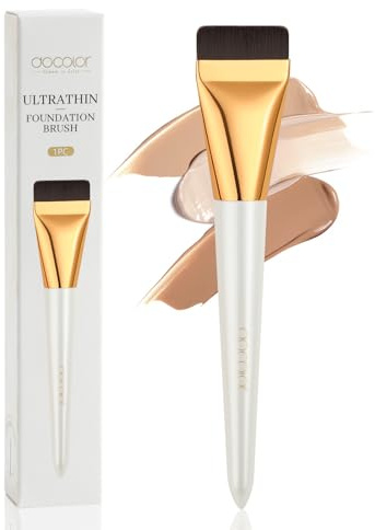 Pinceau plat docolor pour fond de teint liquide, crème, blush et corps | Brocha espátula Docolor, cerdas ultrafinas. Herramienta profesional, acabado sin marcas para todo tipo de piel