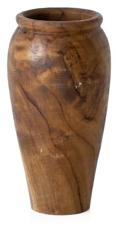 Prodbuy Teak Root 24.5cm Tall ''Shallow'' Vase Natural Wooden Decorative Home Decor Ornament