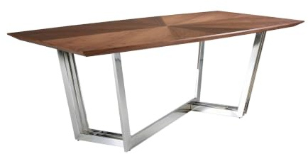 Ángel Cerdá - Ovaler Esstisch aus Walnussholz und verchromten Stahlbeinen - Moderner Esstisch - Loungetisch mit innovativem und elegantem Design - 220 x 110 x 77 cm
