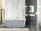 Vente-unique - Ensemble baignoire semi îlot blanche 245L + robinet mitigeur sur pied DIVINA