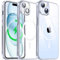 Flyzoo Clear Magnetic Case for iPhone 15 Plus (6.7'') Compatible with MagSafe & Camera Protector, [Non-Yellowing] [Shockproof & Antiscratch Protection] Hard Transparent Cover with Silicone, Silver
