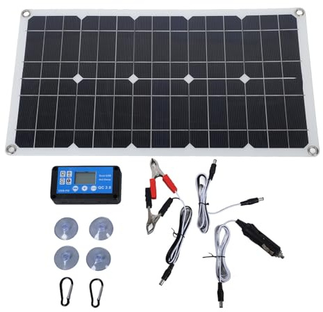 Pannello Solare 100w, con regolatore CC da 12 V/24 V, 20 A per campeggio | Impermeabilità di Grado IP67, Elevata Potenza in Uscita, Utilizzo per Tutte le Stagioni, Leggero, Rispettoso 'ambiente