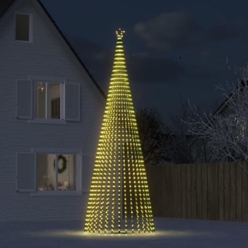 Festnight Led Weihnachtsbaum Aussen 500 cm 1544 LEDs Tannenbaum Outdoor Beleuchteter Weihnachtsbaum Kegelform Weihnachtsdeko Außen Metall Weihnachtsbaum Lichterpyramide Groß Lichterbaum