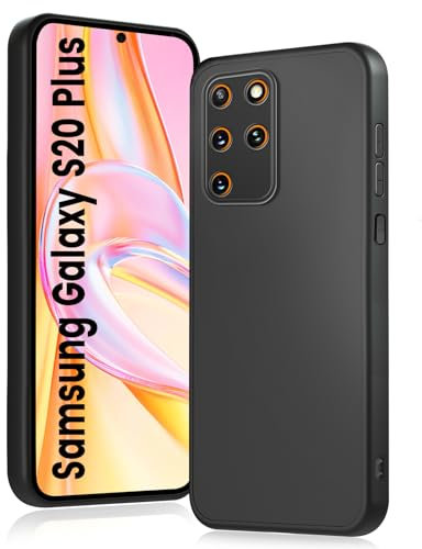 HuwaiH Handyhülle für Samsung Galaxy S20 Plus Hülle, Upgraded Kameraschutz, Anti-Schock Schutzhülle, Unterstützt kabelloses Laden, Antikratzer Anti-Fingerabdruck Schwarz TPU Hülle für S20 Plus