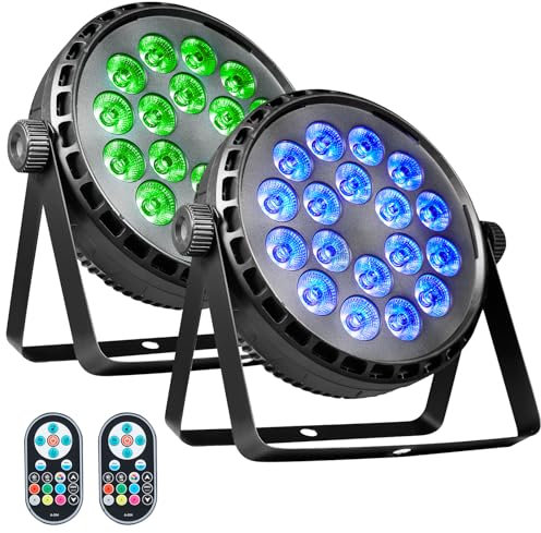 ZKYMZL Bühnenbeleuchtung Par Lights 80W RGBW 4-in-1 LED DMX-Lichter mit Fernbedienung & Klangaktivierung – Stage Uplights für Shows, Partys, Hochzeiten, Kirchen, Weihnachten, Clubs (2 Stück)