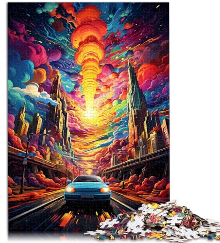 Jigsaw Puzzles 1000 Piece for Adults cityscape futuristic cars Jigsaw for Gifts Unique Home Decor and Gifts 14.96 in x 20.47 in for 14 year olds