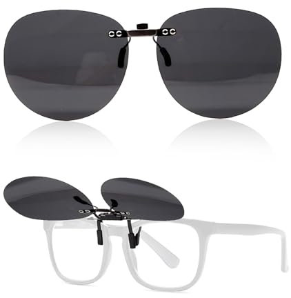 AzureRay 1paire Lunettes de Soleil Clip Métal Léger Polarisé pour Homme Femme Clip Solaire pour Lunettes de Vue Anti Reflet Conduite Pêche Extérieur Surlunettes de Soleil UV400