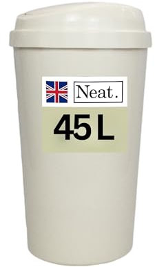 Neat. 45L Large Recycling Bin for Kitchen with Touch Top Lid, Colour-Coded Lid for Easy Waste Sorting, Durable Plastic Waste Bin for Kitchen, Office, Home & Commercial Use, Cream, Pack 1