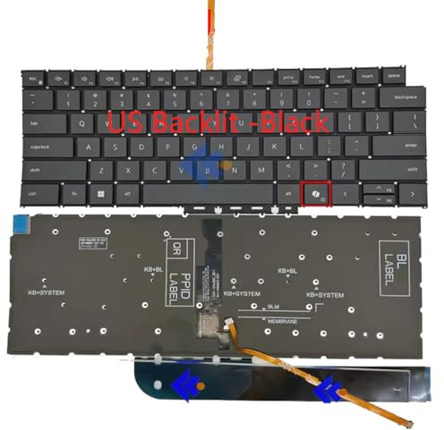 XINDIKBHUB US Layout - Repuesto con teclado retroiluminado para Dell Inspiron 14 7440 7441 7445 7430 5440 5445,16 Plus 7640 7630 7620, Latitude 5445 7445 P190G, color negro