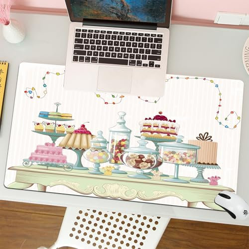 MESHIZIY Tapis de Souris Gaming 800x300mm,Différents gâteaux et bocaux en Verre Contenant des Bonbons sont disposés s,Mouse Pad Mat, sous-Main Bureau Gamer Extra Large en Tissu, Base antidérapante