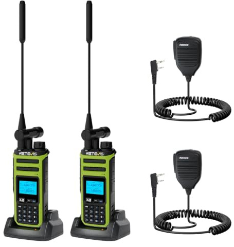 Retevis A3 CB Handfunkgerät Quadband, Funkgeräte mit Große Reichweite, AM/FM/SSB/AIR/CB RX, 999 Kanalnummer, 2500 mAh Akku, VFO Custom, Amateurfunkgerät mit Mikrofon für Reisen und Abenteuer (2 Stück)