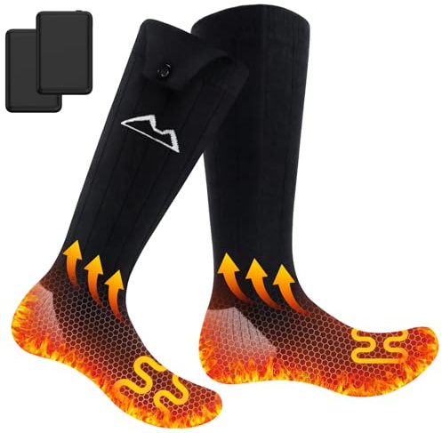 WUEAOA Beheizbare Socken, Heizsocken für Herren & Damen, Leichte mit 5000mAh Akku & 3 Heizstufen, Komfortabel und Maschinenwaschbar, Perfekt für Outdoor-Sport