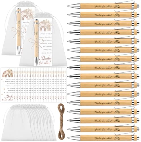 24 Sets Danke für Alles Kugelschreiber Geschenke Holzkugelschreiber Dankeschön Geschenke für Kollegen Lehrer Schuler Abschiedsgeschenk Kleines Geschenk für Mitarbeiter Erzieherin Prüfung Ruhestand