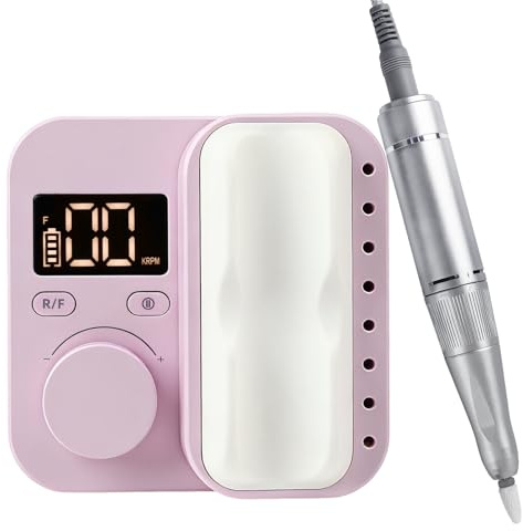 Professional Portable Rechargeable Electric Nail Drill, 35000 RPM E-File Machine for Acrylic and Gel Nails – Ideal for Manicure Use at Salon & Home (Purple)
