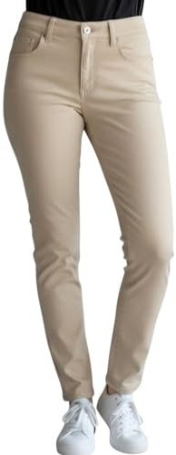 Anna Montanna Angelika Slim Flexi Damen Jeans 1973 Beige Leinen Slim Fit Stretch