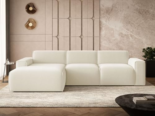 GRAINGOLD Lavia Ecksofa 310x165 cm, L-Form Sofa, Sofa für Wohnzimmer, Bouclé Stoff, 3-Sitzer Eckcouch, Modernes Design (Hellbeige, Links)