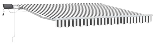 Mhdvray Gelenkarmmarkise Anthrazit Weiß 300x250 cm mit LED Beleuchtung Manuell Kurbel Sonnenschutz Terrasse Balkon Robustes Aluminium Gestell Modernes Design für Garten Café Restaurant