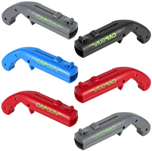 Cap Gun Bottle Opener, 6 Pcs Funny Bottle Cap Gun, Novelty Gifts for Men | Creative Gift for Beer Lovers, Sturdy Cap Gun with Shooting Feature for Party, Camping & BBQ (2 Red, 2 Grey, 1 Black, 1 Blue)