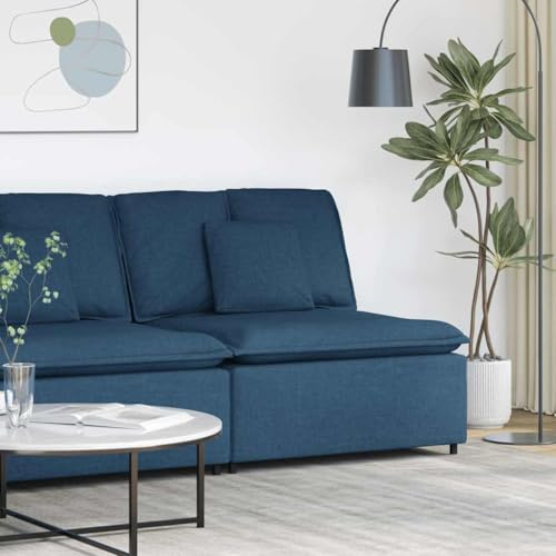 Augerlite Modulares Sofa Mittelmodul mit Kissen Blau 100 cm Textilene-Gewebe Metallrahmen Sitzfläche Wohnzimmer Lounge Erweiterung für Anbausofa und Wohnlandschaft