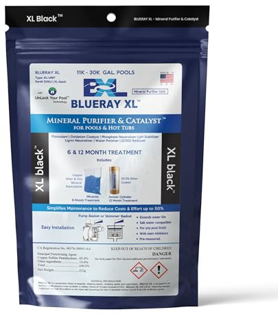 Blueray XL - XL Black Mineral Purifier & Catalyst™ for Pools and Hot Tubs, Unit for 11K-30K GAL. Pools, Includes Mineral Pack and Ionizer