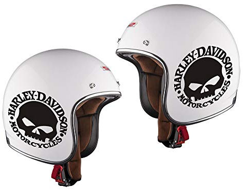 2 Adesivi Stickers Skull Worldcustom compatibili con Harley Davidson casco Bandit (NERO LUCIDO)