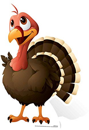 Star Cutouts Ltd SC990 Turkey Cardboard Cutout/Stand Up/Standee Perfect for Children's Christmas Decorations, Parties and Events Height 60cm, Multicolour