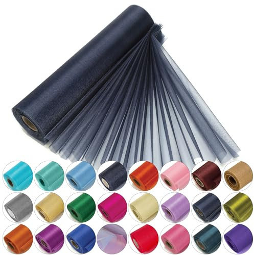 Trimming Shop Premium-Organza-Rolle, Schneetuch — 25 m x 29 cm — Taschentuch, Tischläufer, Schärpen, Stuhlhussen, Bögen, Schmuck, Dekoration für Hochzeitspartys, Marineblau