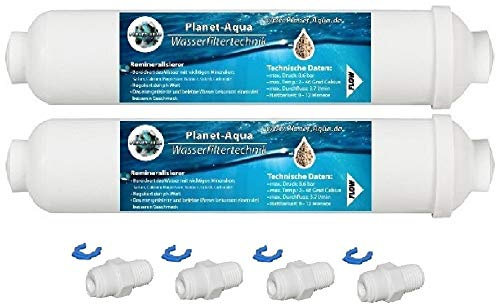 Planet-Aqua 5 Stück Mineral Filter Kartusche Mineralisierer Patrone inkl. Wasser Schlauch Anschluss Adapter 1/4 Zoll für Trinkwasser Wasserfilter
