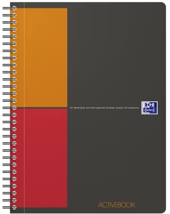 Oxford Activebook Interantional B5, kariert, 160 Seiten, versetzbares Register, Dokumententasche