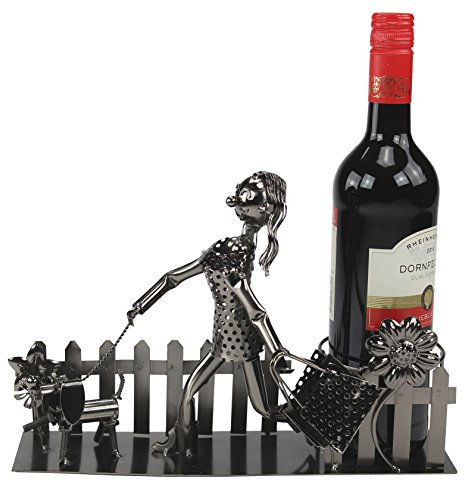 DECOLINE Metall Flaschenhalter Frau mit Hund