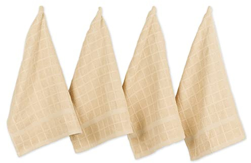 DII Windowpane Dishtowel Set, Cotton, Pebble Solid, 16x26