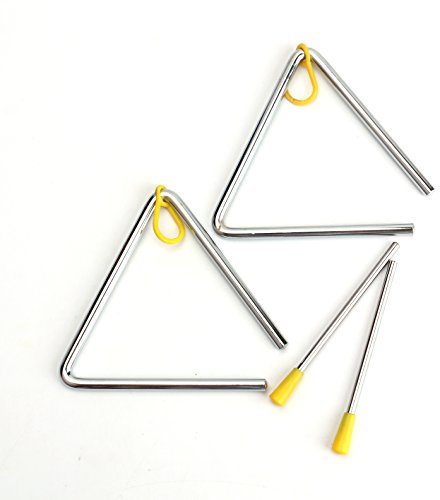 Foraineam 2 Pack 5 Inch Hand Percussion Instrument Triangles with Striker Musical Steel Triangle Music Percussion Triangle Instrument