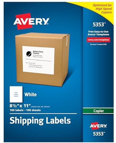 Avery Versandetiketten für Kopierer, 21 x 27,9 cm, 100 weiße Etiketten (5353)