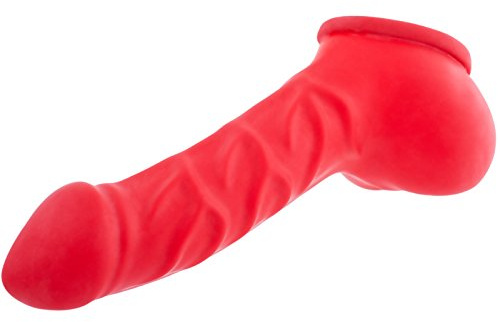 TOYLIE Latex Penishülle Franz, Schaftlänge 14cm, Rot | Stark geädert, Mit Hodensack, Ausgeprägte Eichel, Made in Germany