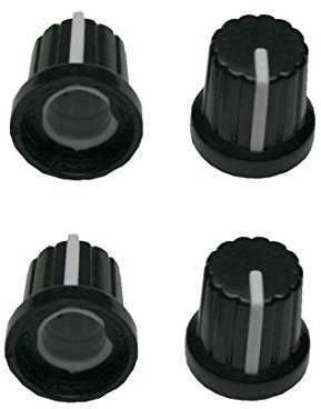 B2Q Drehknopf Geräteknopf Potiknopf 6mm schwarz 4 Stück (0059)