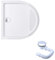 doporro Plato de ducha plano diseño Faro4W 100x100x4cm acrílico en blanco Semicircular incl. válvula de desagüe AL01 adecuada para instalación a nivel del suelo y conexiones-DIN