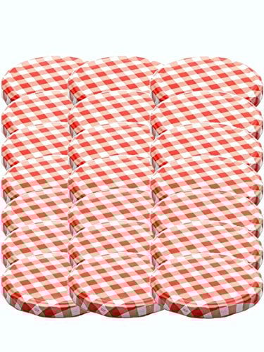 48 Twist-Off-Deckel Verschlüsse Ersatzdeckel Deckel für Sturzgläser Einmachgläser To 66 Passend für 70/125 / 167 ml (Rot Karriert)