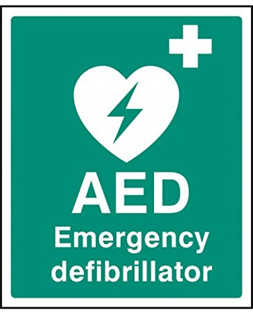 Caledonia Signs 26053H Warnschild mit englischer AufschriftAED Emergency Defibrillator, selbstklebendes Vinyl, 300 mm x 250 mm